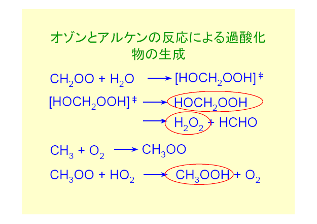 オゾンとアルケンの反応による過酸化物の生成